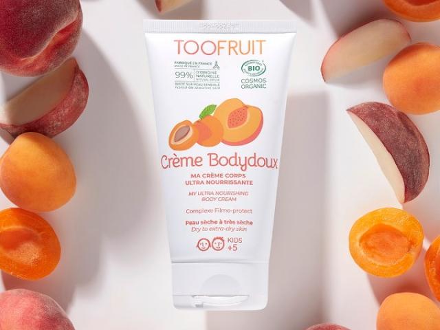 Crème corps bodydoux TOOFRUIT à l'abricot et à la pêche pour peau sèche 